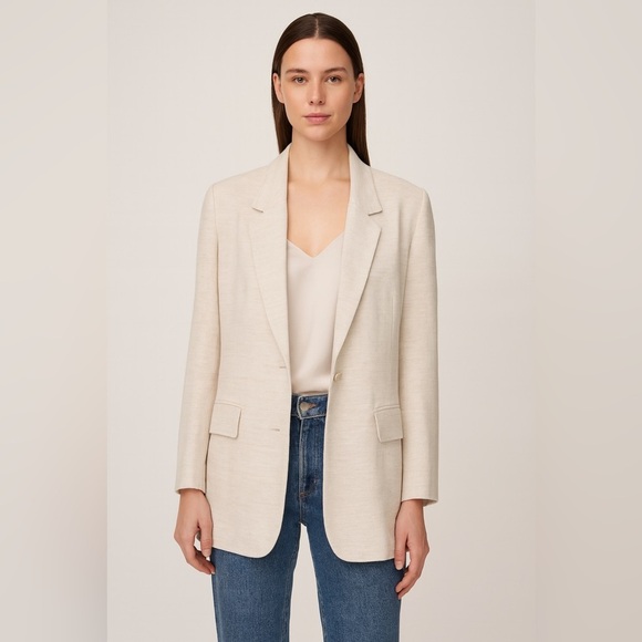 Wilfred Jackets & Blazers - Wilfred Aritzia Beige Classic Workwear Linen Blend One-Button  Blazer Women’s